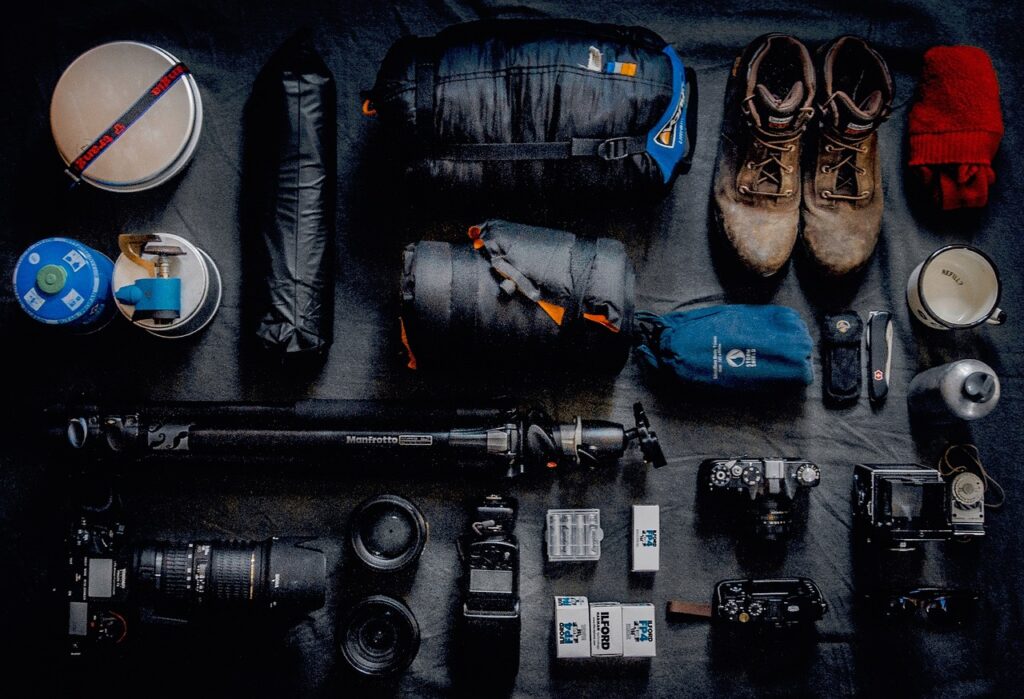 Alcune attrezzature da viaggio